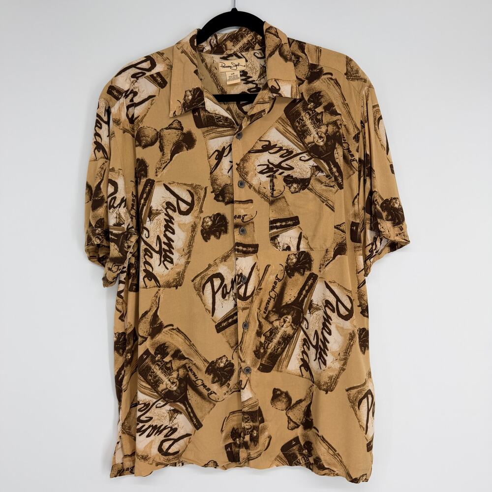 Vintage Panama Jack Button Down Shirt Tropical Rum Short Sleeve Mens Large